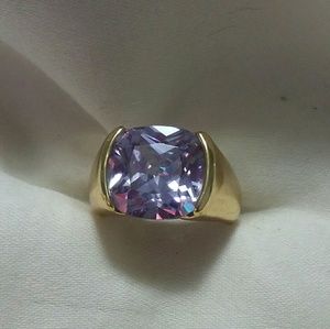 Amathyst and Gold  Tone Ring, Size 7.5